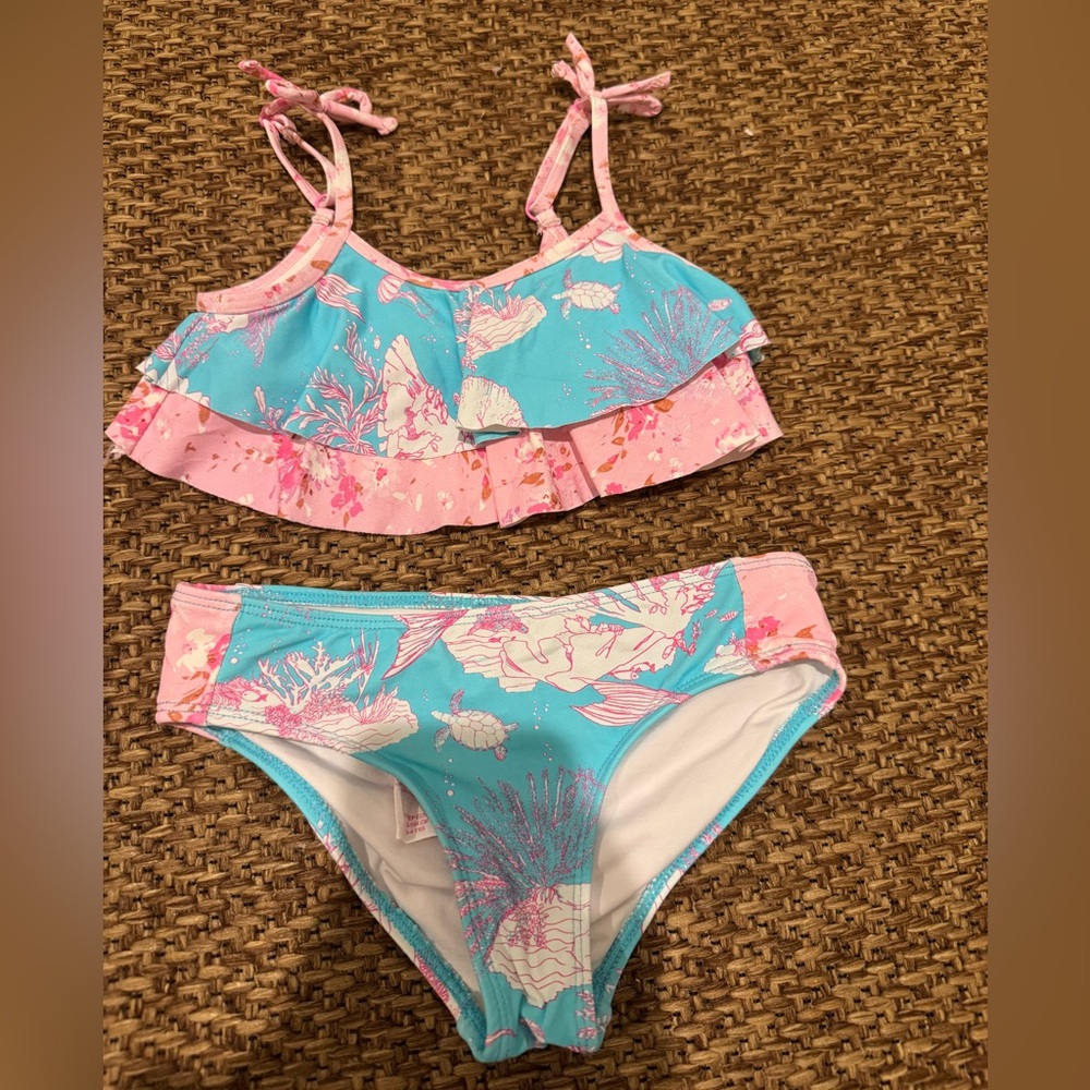 KIDS GIRLS HURLEY x LOVESHACKFANCY UNDER THE SEA SWIMSUIT BATHING SUIT 2p mermai